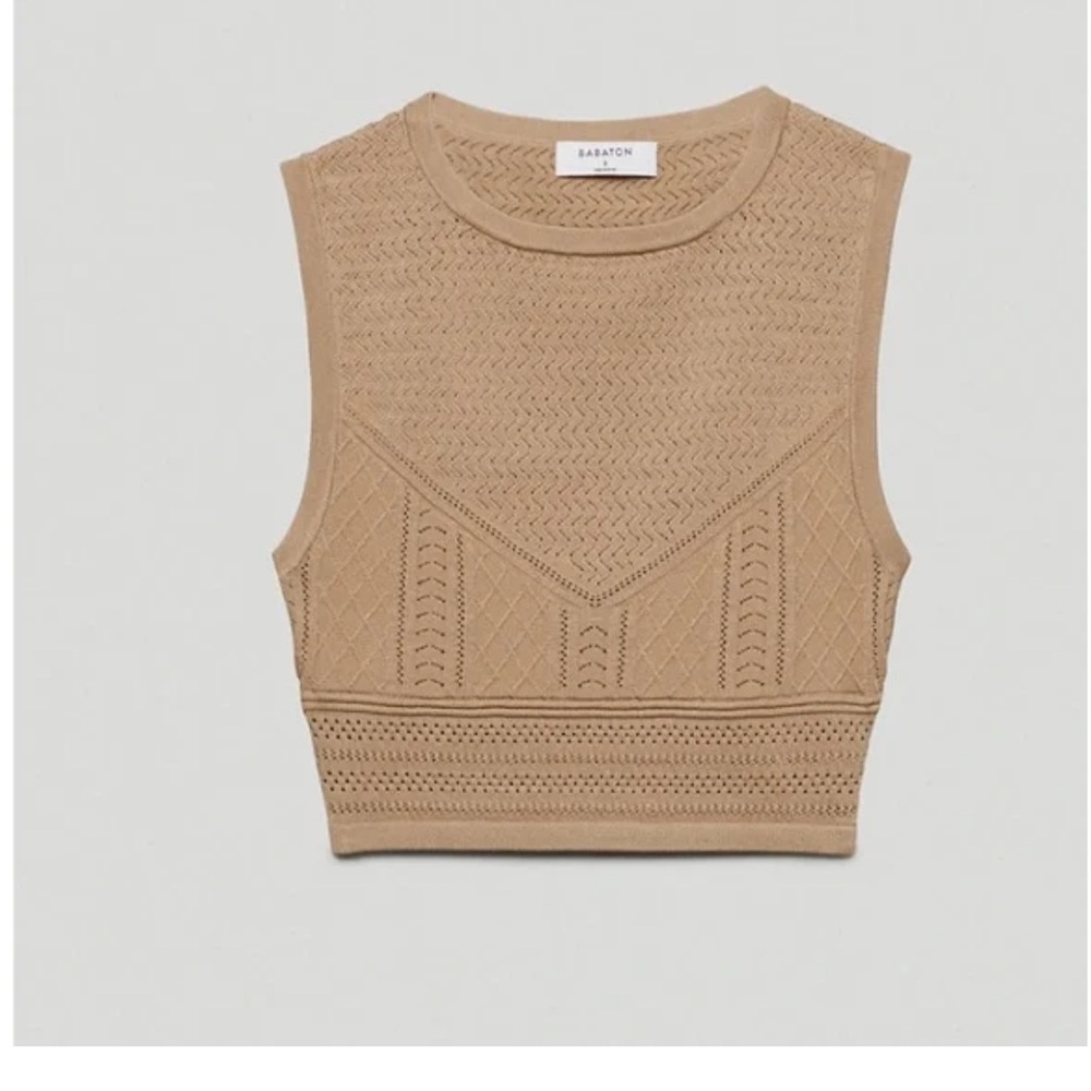 Aritzia Babaton Natural Knit Pointelle Top
